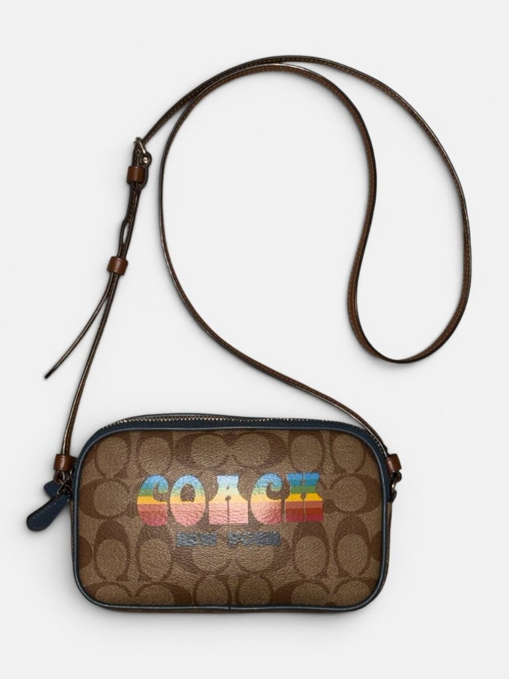 Coach Crossbody Pouch F73066 Rainbow LOGO Signature Canvas Heart Bag Charm PRIDE - Picture 6 of 12